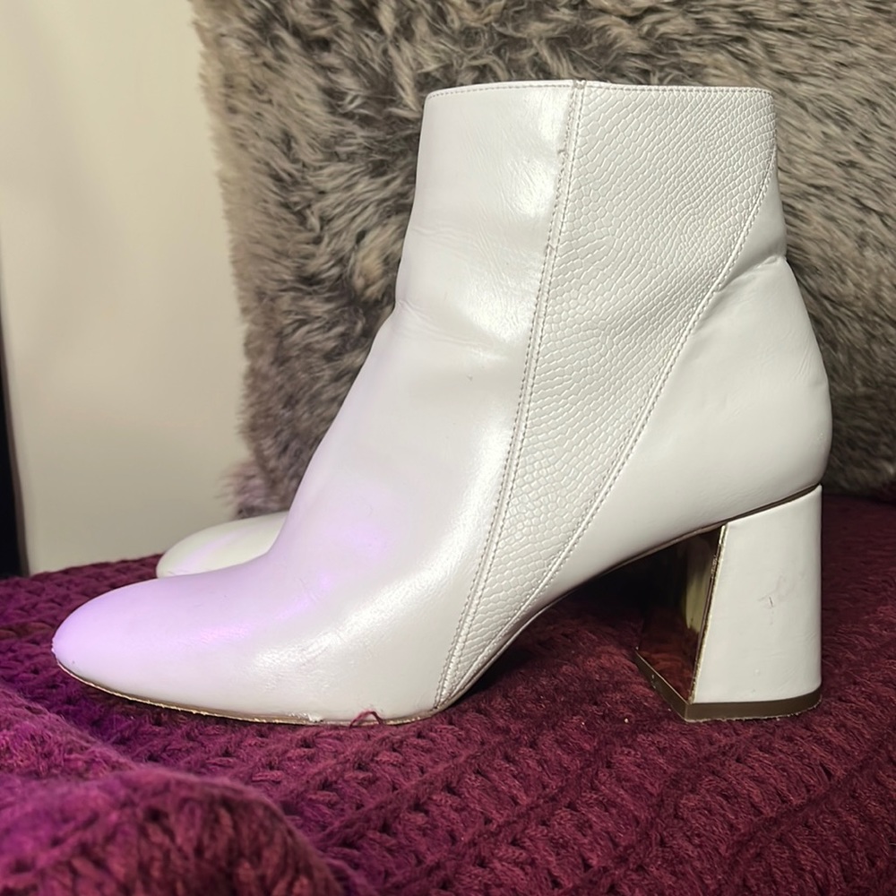 White fux leather boots